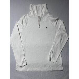 Black Dog Mock Neck Pullover Women’s Lg White Stretch Athletic Top Casual NWT